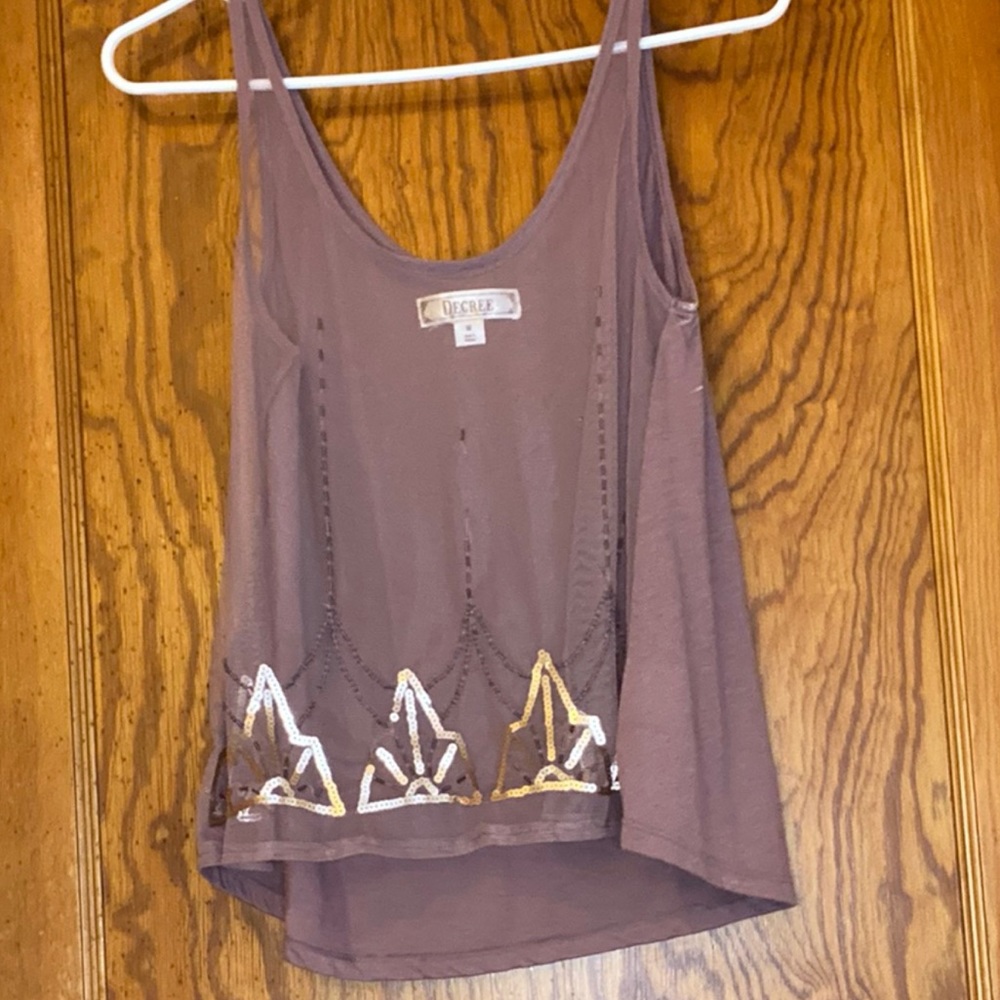 Sheer front tank top with sequin detail